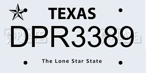 DPR3389 Texas License Plate