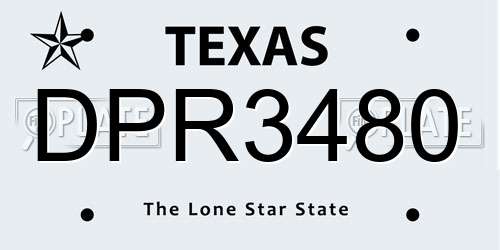 DPR3480 Texas License Plate