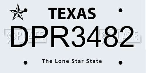 DPR3482 Texas License Plate