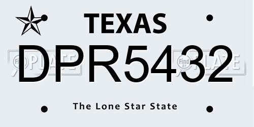 DPR5432 Texas License Plate