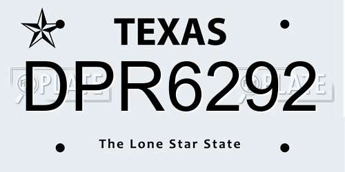 DPR6292 Texas License Plate
