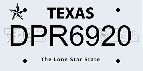 DPR6920 Texas License Plate