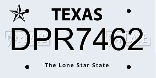 DPR7462 Texas License Plate