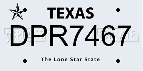 DPR7467 Texas License Plate