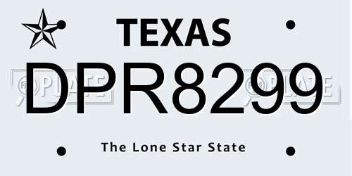 DPR8299 Texas License Plate