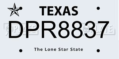 DPR8837 Texas License Plate