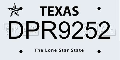 DPR9252 Texas License Plate