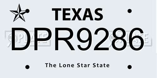 DPR9286 Texas License Plate