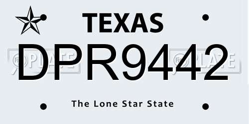 DPR9442 Texas License Plate