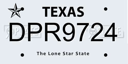 DPR9724 Texas License Plate