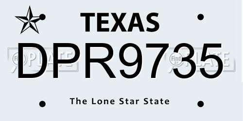 DPR9735 Texas License Plate