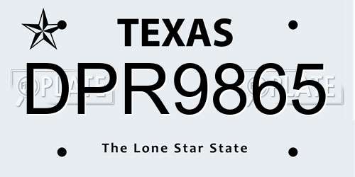 DPR9865 Texas License Plate