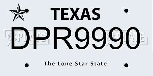 DPR9990 Texas License Plate