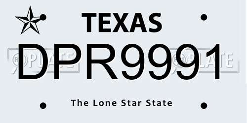 DPR9991 Texas License Plate