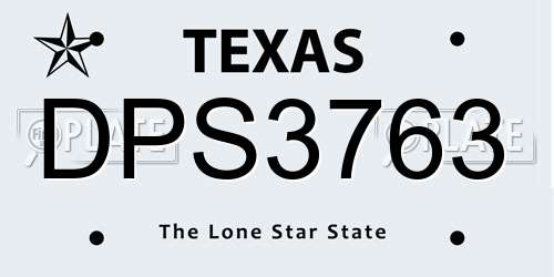 DPS3763 Texas License Plate