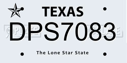DPS7083 Texas License Plate