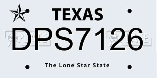 DPS7126 Texas License Plate