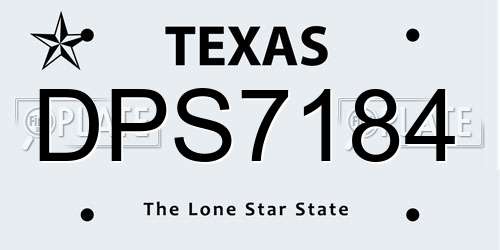 DPS7184 Texas License Plate