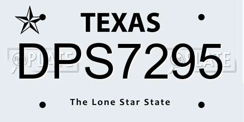 DPS7295 Texas License Plate