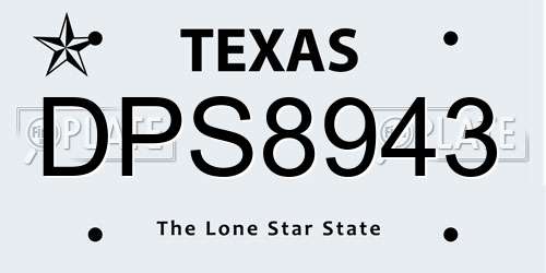DPS8943 Texas License Plate