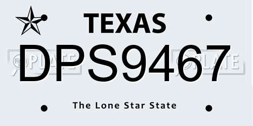 DPS9467 Texas License Plate
