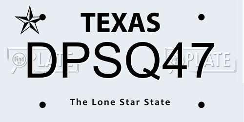 DPSQ47 Texas License Plate