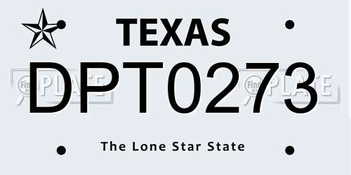 DPT0273 Texas License Plate