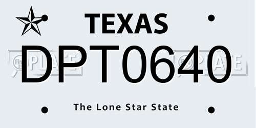 DPT0640 Texas License Plate