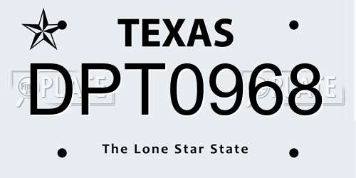 DPT0968 Texas License Plate