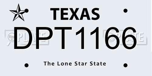 DPT1166 Texas License Plate