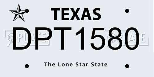 DPT1580 Texas License Plate