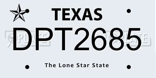 DPT2685 Texas License Plate
