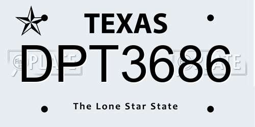 DPT3686 Texas License Plate