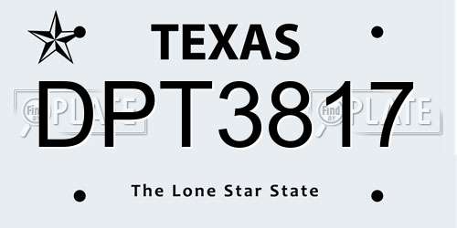 DPT3817 Texas License Plate