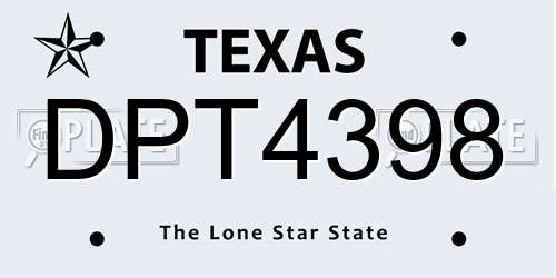 DPT4398 Texas License Plate