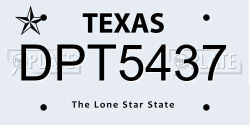 DPT5437 Texas License Plate