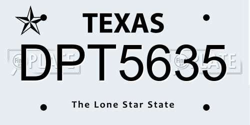 DPT5635 Texas License Plate