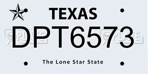 DPT6573 Texas License Plate