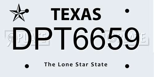 DPT6659 Texas License Plate