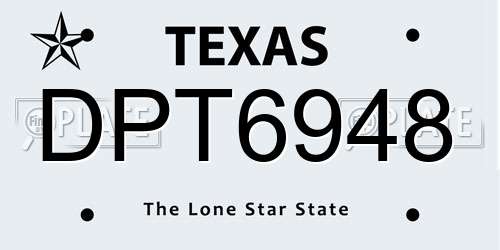 DPT6948 Texas License Plate