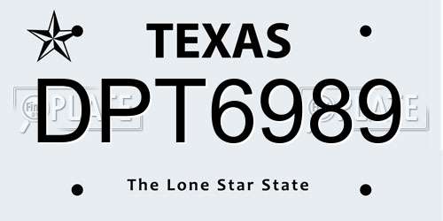 DPT6989 Texas License Plate