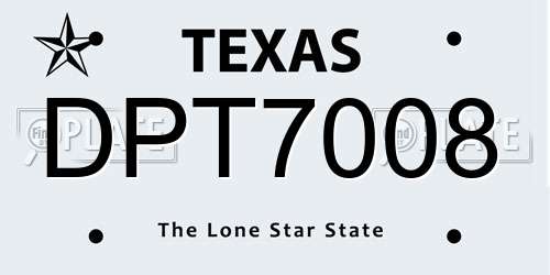 DPT7008 Texas License Plate
