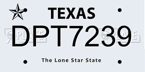 DPT7239 Texas License Plate