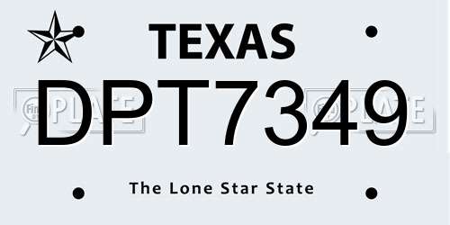 DPT7349 Texas License Plate