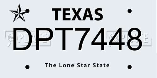 DPT7448 Texas License Plate