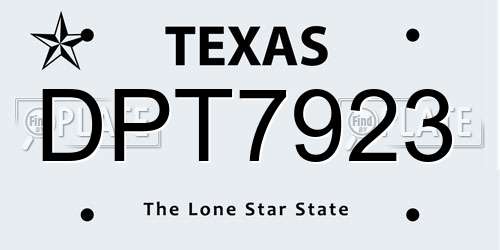 DPT7923 Texas License Plate