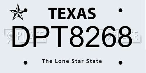 DPT8268 Texas License Plate