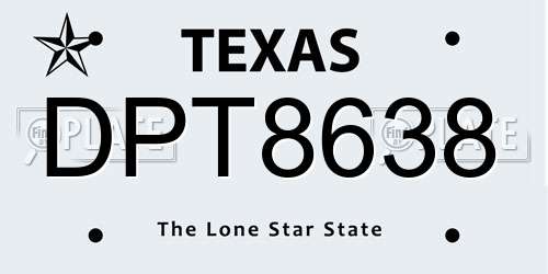 DPT8638 Texas License Plate