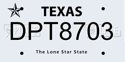 DPT8703 Texas License Plate