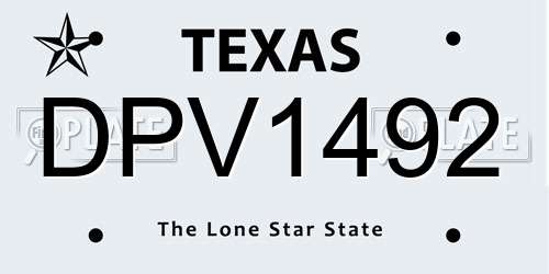 DPV1492 Texas License Plate